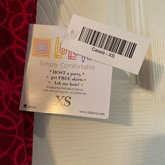 New with tags - Red Lularoe Cassie Skirt - Size XS - Picture 3 of 3